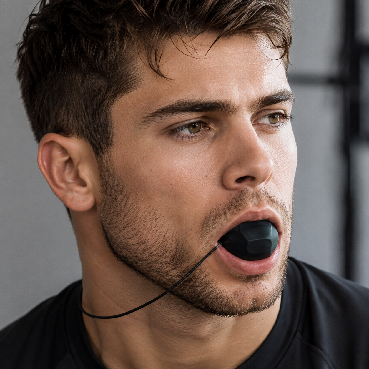 Ejercitador mandibular en uso
